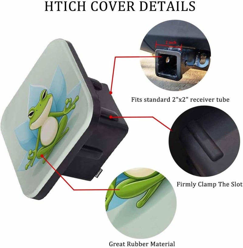Beabes Hitch Cover Plug Frog, 2 Inch Receivers Diameter Funny Yoga Frog in Lotus Lightweight Trailer Hitch Tube Cover Hitch Safe Cover Receiver Hitch Covers for Pickups SUVs Cars - Image 3